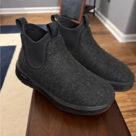 Oofos- Dark Grey Wool Boots - Picture 4 of 11